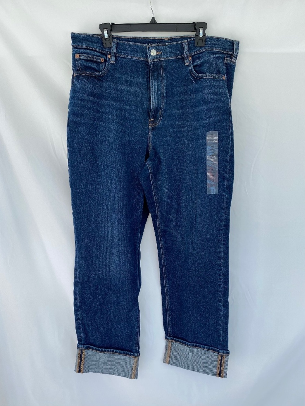 American Eagle Dark Stretch Super High-Waisted Straight Jean Short Length NWT